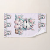 Pastel Kawaii Unicorn Doll with Flower Basket バスタオルセット (ハンドタオル)