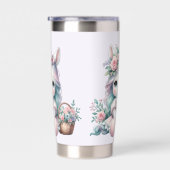 Pastel Kawaii Unicorn Doll with Flower Basket 保温保冷タンブラー (右面)