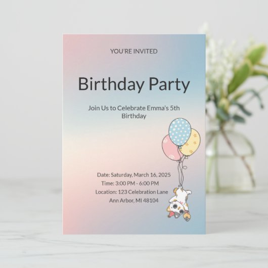Pastel Kids Birthday Invitation  招待状 (スタンド正面)