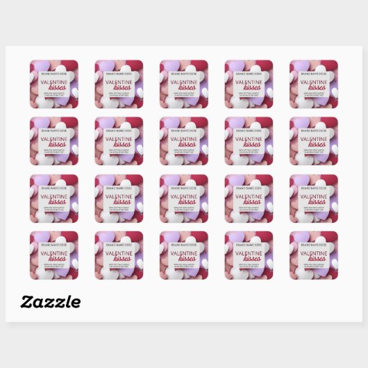 Pastel Kisses Love Candle Label Editable Template スクエアシール (シート)