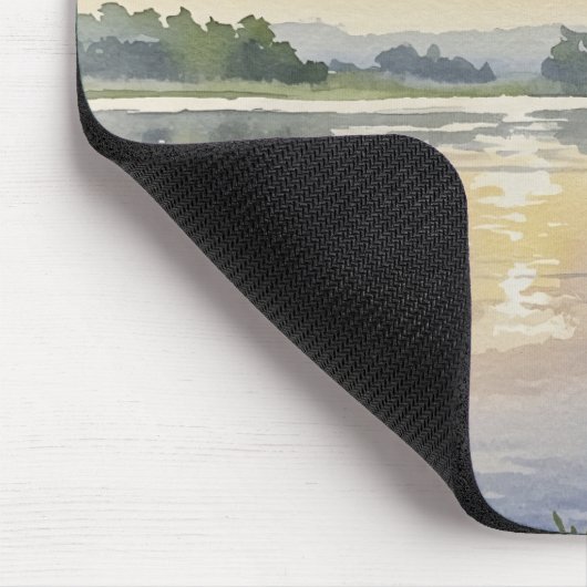 Pastel Lake Sunset Dock Cabin Tranquility マウスパッド (コーナー)