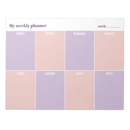 Pastel Lavender and Peach Custom Weekly Planner ノートパッド