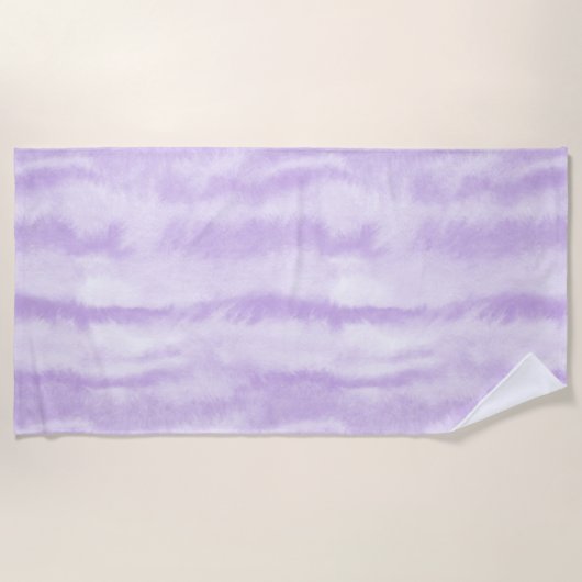 Pastel Lavender Tie-Dye Watercolor Effect ビーチタオル (正面)