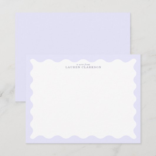 Pastel Lavender Wavy Frame Note Card 招待状 (正面/裏面)
