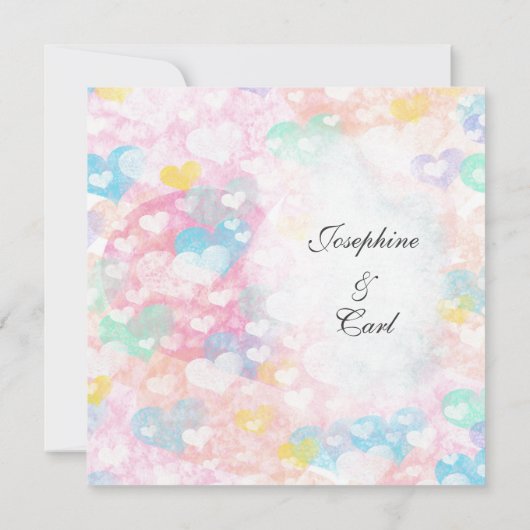 Pastel Layered Hearts Wedding Invites 招待状 (裏面)