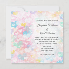 Pastel Layered Hearts Wedding Invites 招待状