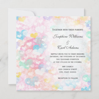 Pastel Layered Hearts Wedding Invites 招待状