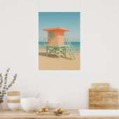 Pastel Lifeguard Tower Beach Art ポスター (キッチン)