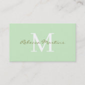 Pastel light green minimalist monogram 名刺 (正面)