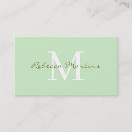 Pastel light green minimalist monogram 名刺 (正面)