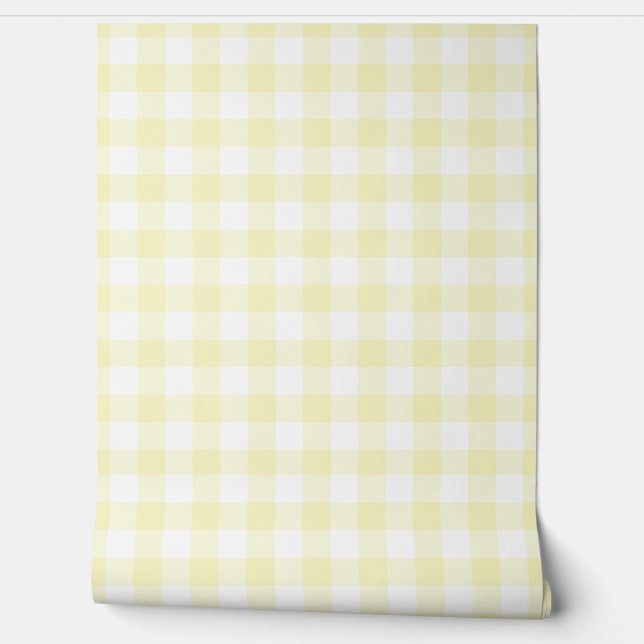 Pastel Light Yellow Check Buffalo Plaid 壁紙 (ほどく)