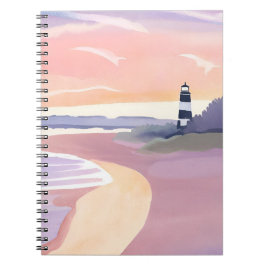 Pastel Lighthouse | Coastal Beach Shore Watercolor ノートブック
