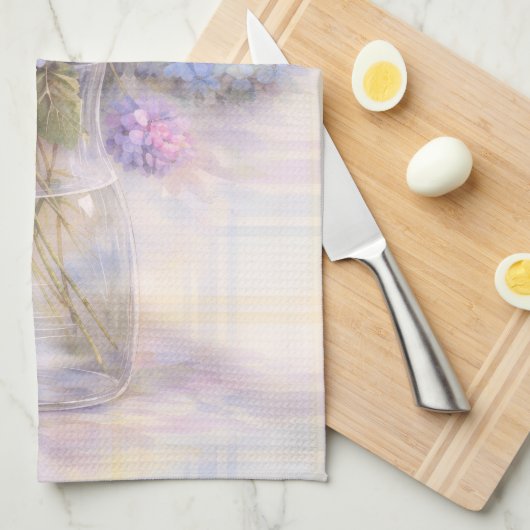 Pastel Lilac Hydrangea Kitchen Tea Towel キッチンタオル (四つ折り)