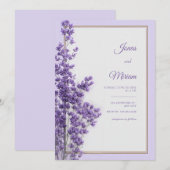 Pastel Lilac Romantic Gold Lavender Frame 招待状 (正面/裏面)