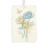 Pastel Line Art Roses カーエアーフレッシュナー (裏面)