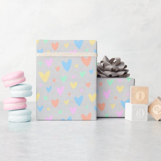 Pastel love Heart Pattern Gift Wrap ラッピングペーパー (ベビーシャワー)