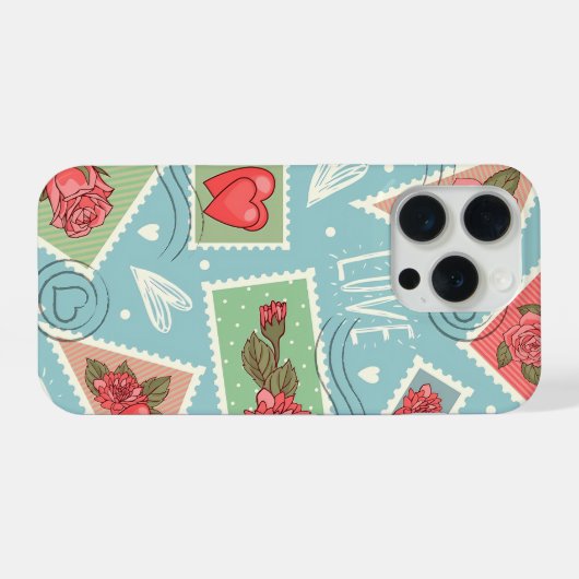 Pastel Love Hearts Floral Phone Case iPhoneケース (裏面横)