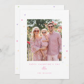 Pastel Love Hearts Happy Valentines Day Photo Card シーズンカード (正面/裏面)