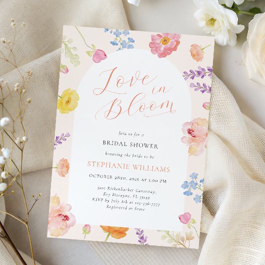 Pastel Love in Bloom Floral Bridal Shower 招待状