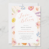 Pastel Love in Bloom Floral Bridal Shower 招待状 (正面)