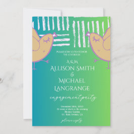 Pastel Lovebirds Engagement Party 招待状
