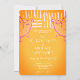 Pastel Lovebirds Engagement Party 招待状