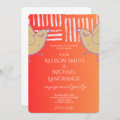 Pastel Lovebirds Engagement Party 招待状 (正面/裏面)