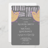 Pastel Lovebirds Engagement Party 招待状 (正面/裏面)