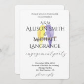 Pastel Lovebirds Engagement Party 招待状 (正面/裏面)