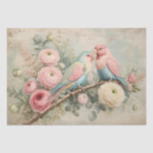 Pastel Lovebirds & Ranunculus Decoupage Paper | Ro 薄葉紙 (正面)