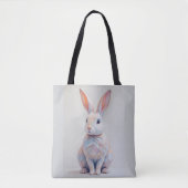 Pastel Low-Poly Bunny トートバッグ (正面)