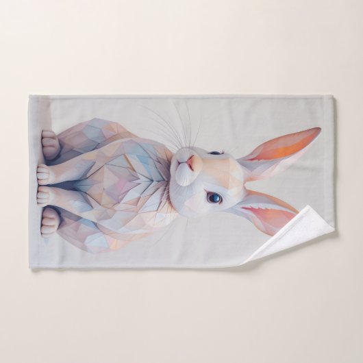 Pastel Low-Poly Bunny ハンドタオル (ハンドタオル)