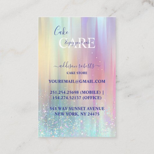 Pastel Luxe Gradient Cake Care  名刺 (裏面)