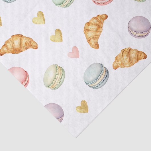 Pastel Macarons and Croissants Seamless Pattern 薄葉紙 (詳細)