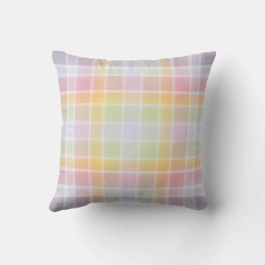 Pastel Madras Custom Throw Pillow for Nursery クッション (裏面)