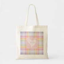 Pastel Madras Plaid Custom Tote Bag for Moms