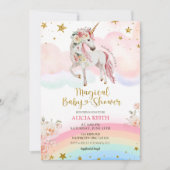 Pastel Magical Unicorn Baby Shower 招待状 (正面)