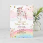 Pastel Magical Unicorn Baby Shower 招待状 (スタンド正面)