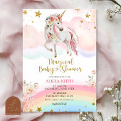 Pastel Magical Unicorn Baby Shower 招待状