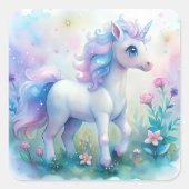 Pastel Magical Unicorn Sticker スクエアシール (正面)