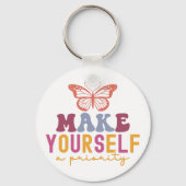 Pastel "Make Yourself a Priority" Self Care Graphi キーホルダー (正面)