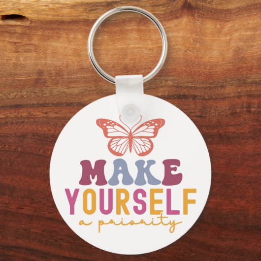 Pastel "Make Yourself a Priority" Self Care Graphi キーホルダー (正面)