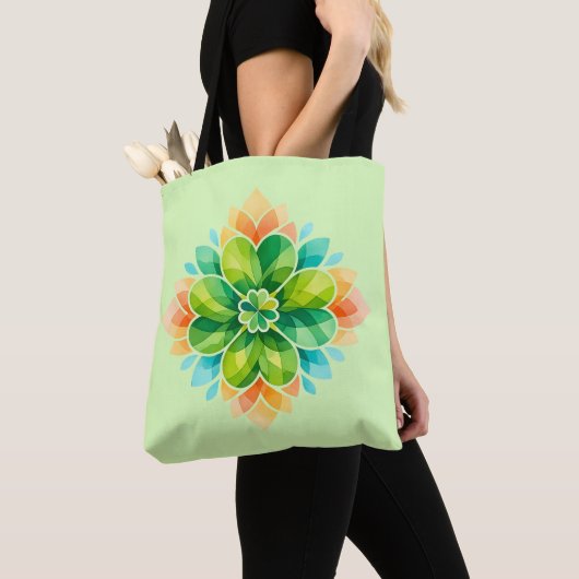 Pastel Mandala Flower Spring Garden Tote Bag トートバッグ (クローズアップ)