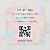Pastel Marble Business Card with Gold Accents  スクエア名刺 (裏面)