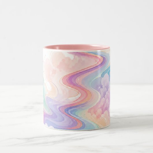 Pastel Marble Swirl Accent Mug ツートーンマグカップ (中央)