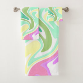 Pastel Marble Swirl Bathroom Towel Set バスタオルセット