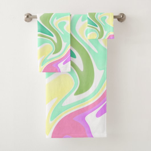 Pastel Marble Swirl Bathroom Towel Set バスタオルセット (インサイチュ)
