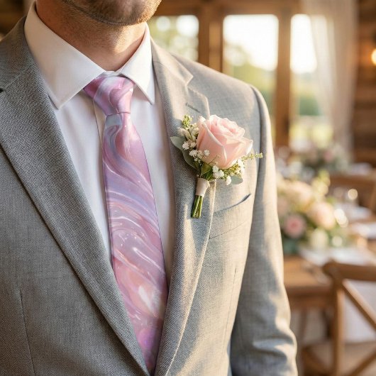 Pastel Marble Swirl - Pink Purple Blue Abstract ネクタイ