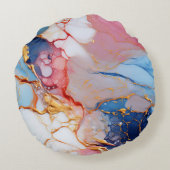 Pastel Marble with Gold Elegance ラウンドクッション (裏面)