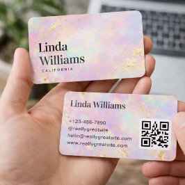 Pastel Marble with Gold Texture QR Code  名刺